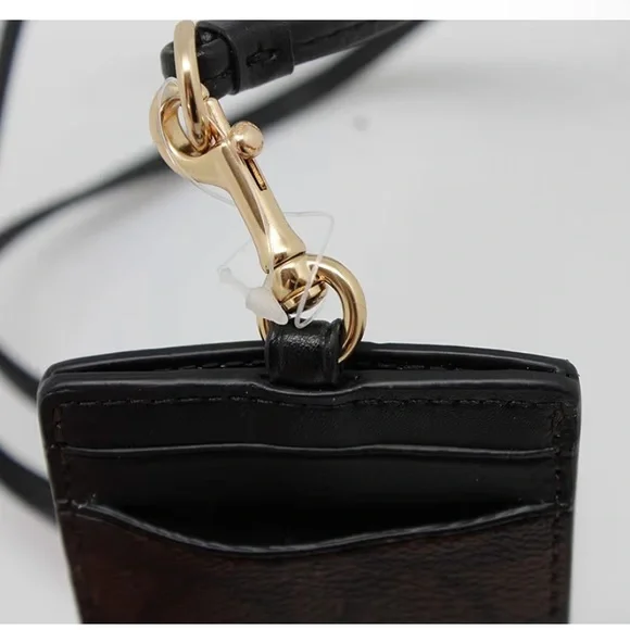🆕 Coach Signature PVC Lanyard ID Badge Card Holder (Brown/Black) - Picture 4 of 8